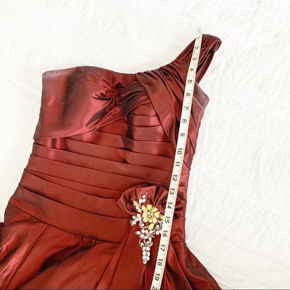 Evenings by Allure Red One Shoulder Ball Gown - Picture 9 of 16